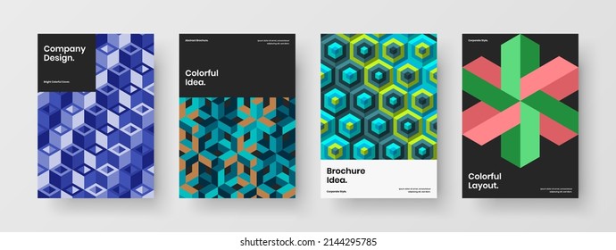 Conjunto de diseño de pancartas de formas geométricas simples. Composición de la ilustración de diseño vectorial A4 de portada de libros única.