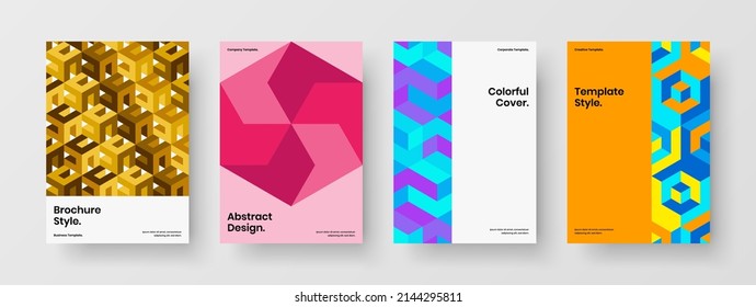 Simple geometric shapes brochure concept bundle. Isolated catalog cover design vector layout composition.