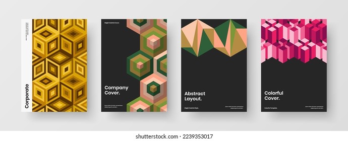 Simple geometric shapes company identity template composition. Modern handbill design vector illustration set.