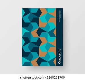 Simple geometric shapes cover concept. Vivid booklet vector design layout.