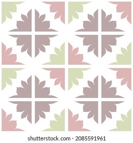Simple geometric shapes with crosses vector seamless pattern in pink and cream