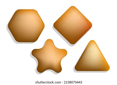 Simple geometric shapes in form of caramel candies. Elements for decor and decoration. Realistic 3D vector isolated on white background