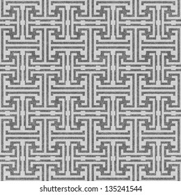 Simple geometric shapes forming a seamlessly tiling pattern on textured background.