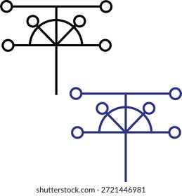 Simple geometric shapes and lines forming abstract designs two variations