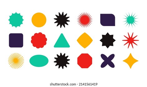 Simple geometric shapes. Modern brutalist elements swiss style, minimalist abstract bold primitive design. Vector art. Vector illustration.