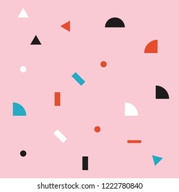 Formas Geométricas Sencillas Patrón Rosa Seamless. Color Pastel suave. Impresión minimalista sobre fondo adorable de hipster para textil, papel pintado y envuelto.