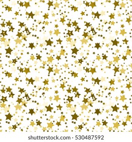 Simple geometric shapes seamless pattern, Golden stars on white