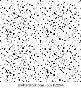 Simple geometric shapes seamless pattern, black squares on white