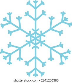 Einfache geometrische Schneeflocke-Ikone. Einzeln auf weißem Hintergrund. Blaues Weihnachtsgeschenk und Winterschmuck-Symbol. Vektorgrafik.