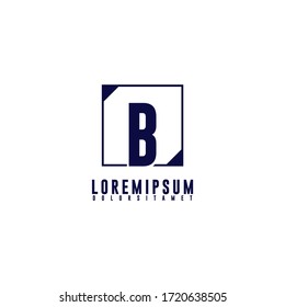 simple geometric square B logotype design concept isolated on white background