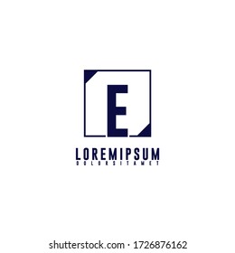 simple geometric square E logotype design concept isolated on white background