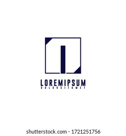 simple geometric square I logotype design concept isolated on white background