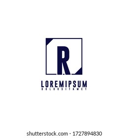 simple geometric square R logotype design concept isolated on white background