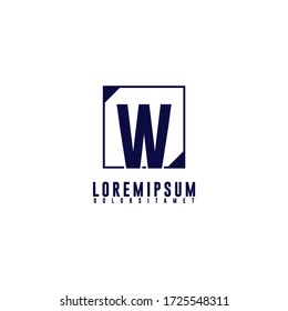 simple geometric square W logotype design concept isolated on white background
