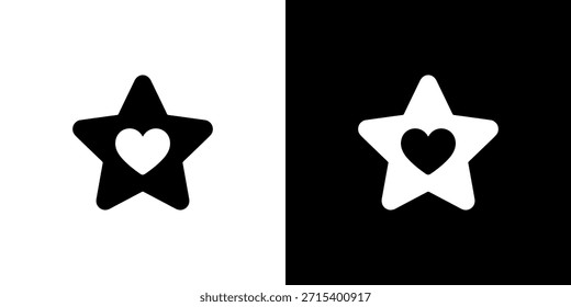 Einfache geometrische Stern mit Herzform Icon Design in Schwarz und Weiß
