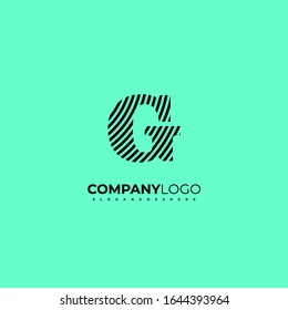 simple geometric striped G logo letter design concept