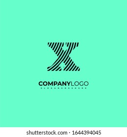 simple geometric striped X logo letter design concept