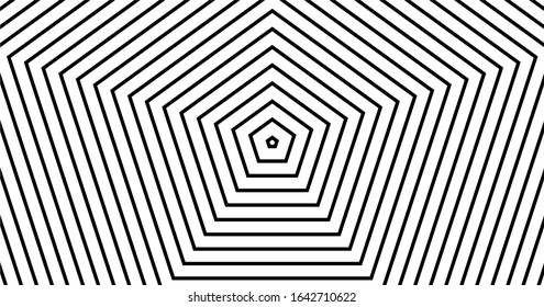 simple geometric stripped black and white pentagonal line background pattern design.