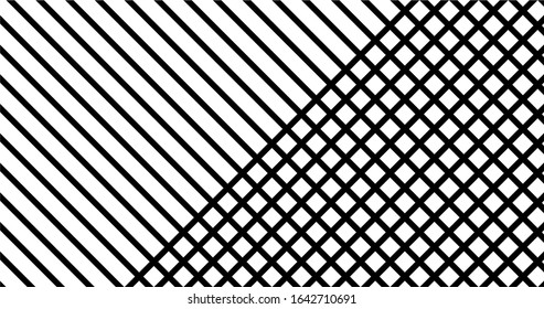 simple geometric stripped black and white grid and line background pattern design.