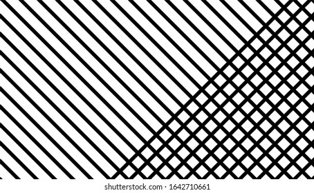 simple geometric stripped grid and lines in black and white background pattern design.