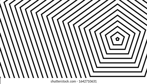 simple geometric stripped pentagon black and white line background pattern design.