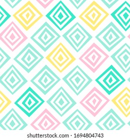 Simple geometric summer pattern. Colorful squares on a white background. Seamless pattern.