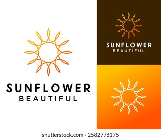 A simple and geometric sunflower logo design.
