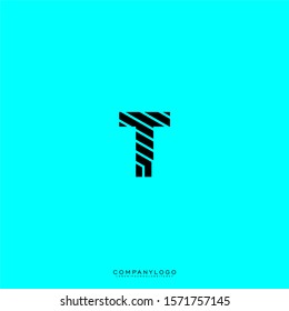 simple geometric T logotype creative design concept isolated on cyan background, vector illustration.