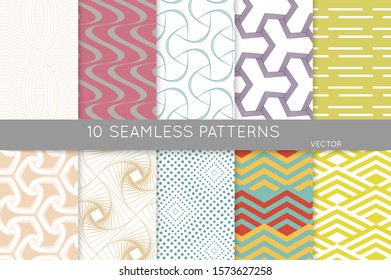 Simple geometric texture. Collection of seamless geometric minimalistic patterns. Backgrounds and wallpapers. Textile ornament. Properly grouped and layered drag and drop to the swatch pallet.