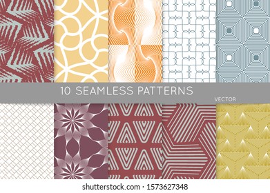 Simple geometric texture. Collection of seamless geometric minimalistic patterns. Backgrounds and wallpapers. Textile ornament. Properly grouped and layered drag and drop to the swatch pallet.
