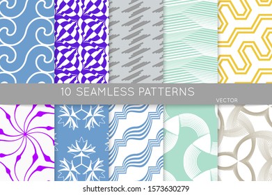 Simple geometric texture. Collection of seamless geometric minimalistic patterns. Backgrounds and wallpapers. Textile ornament. Properly grouped and layered drag and drop to the swatch pallet.