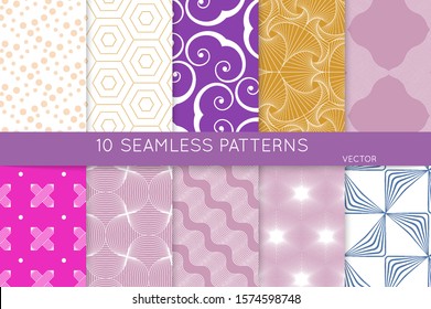 Simple geometric texture. Collection of seamless geometric minimalistic patterns. Backgrounds and wallpapers. Textile ornament. Properly grouped and layered drag and drop to the swatch pallet.