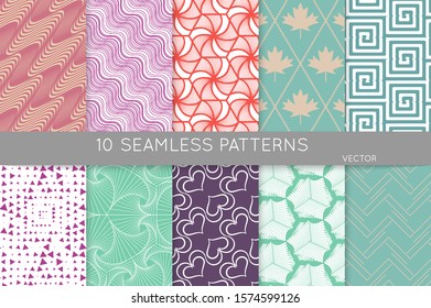 Simple geometric texture. Collection of seamless geometric minimalistic patterns. Backgrounds and wallpapers. Textile ornament. Properly grouped and layered drag and drop to the swatch pallet.