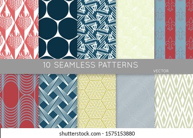 Simple geometric texture. Collection of seamless geometric minimalistic patterns. Backgrounds and wallpapers. Textile ornament. Properly grouped and layered drag and drop to the swatch pallet.