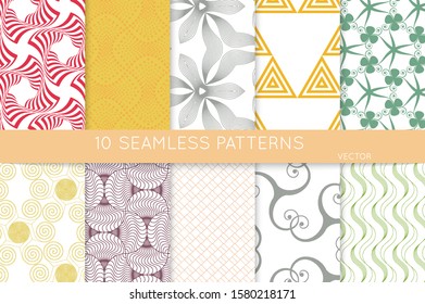 Simple geometric texture. Collection of seamless geometric minimalistic patterns. Backgrounds and wallpapers. Textile ornament. Properly grouped and layered drag and drop to the swatch pallet.