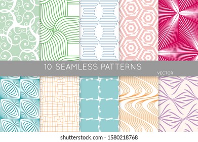 Simple geometric texture. Collection of seamless geometric minimalistic patterns. Backgrounds and wallpapers. Textile ornament. Properly grouped and layered drag and drop to the swatch pallet.