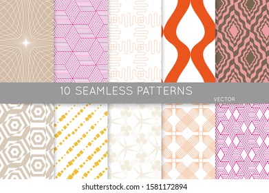 Simple geometric texture. Collection of seamless geometric minimalistic patterns. Backgrounds and wallpapers. Textile ornament. Properly grouped and layered drag and drop to the swatch pallet.