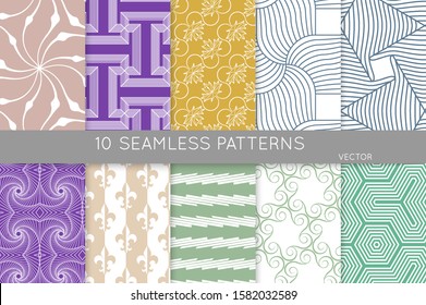 Simple geometric texture. Collection of seamless geometric minimalistic patterns. Backgrounds and wallpapers. Textile ornament. Properly grouped and layered drag and drop to the swatch pallet.