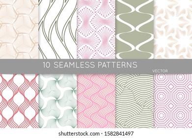 Simple geometric texture. Collection of seamless geometric minimalistic patterns. Backgrounds and wallpapers. Textile ornament. Properly grouped and layered drag and drop to the swatch pallet.