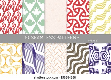 Simple geometric texture. Collection of seamless geometric minimalistic patterns. Backgrounds and wallpapers. Textile ornament. Properly grouped and layered drag and drop to the swatch pallet.