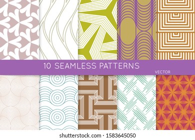Simple geometric texture. Collection of seamless geometric minimalistic patterns. Backgrounds and wallpapers. Textile ornament. Properly grouped and layered drag and drop to the swatch pallet.