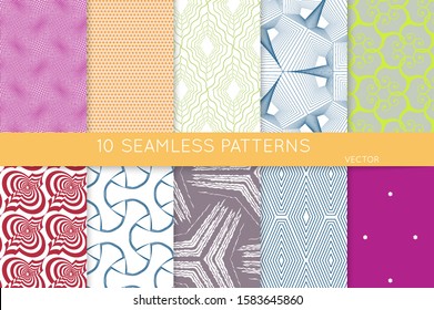Simple geometric texture. Collection of seamless geometric minimalistic patterns. Backgrounds and wallpapers. Textile ornament. Properly grouped and layered drag and drop to the swatch pallet.