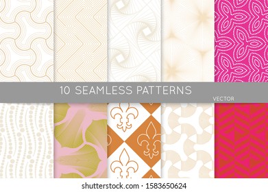 Simple geometric texture. Collection of seamless geometric minimalistic patterns. Backgrounds and wallpapers. Textile ornament. Properly grouped and layered drag and drop to the swatch pallet.