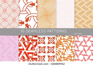 Simple geometric texture. Collection of seamless geometric minimalistic patterns. Backgrounds and wallpapers. Textile ornament. Properly grouped and layered drag and drop to the swatch pallet.