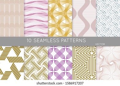 Simple geometric texture. Collection of seamless geometric minimalistic patterns. Backgrounds and wallpapers. Textile ornament. Properly grouped and layered drag and drop to the swatch pallet.