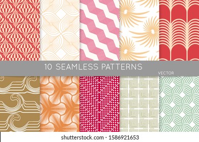 Simple geometric texture. Collection of seamless geometric minimalistic patterns. Backgrounds and wallpapers. Textile ornament. Properly grouped and layered drag and drop to the swatch pallet.