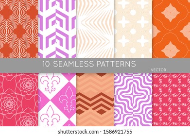 Simple geometric texture. Collection of seamless geometric minimalistic patterns. Backgrounds and wallpapers. Textile ornament. Properly grouped and layered drag and drop to the swatch pallet.