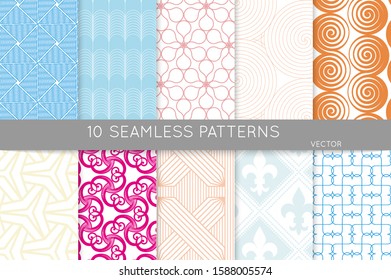Simple geometric texture. Collection of seamless geometric minimalistic patterns. Backgrounds and wallpapers. Textile ornament. Properly grouped and layered drag and drop to the swatch pallet.