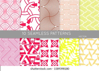 Simple geometric texture. Collection of seamless geometric minimalistic patterns. Backgrounds and wallpapers. Textile ornament. Properly grouped and layered drag and drop to the swatch pallet.