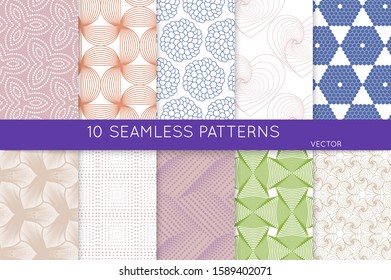 Simple geometric texture. Collection of seamless geometric minimalistic patterns. Backgrounds and wallpapers. Textile ornament. Properly grouped and layered drag and drop to the swatch pallet.